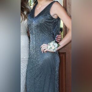Elegant Silver Evening Dress